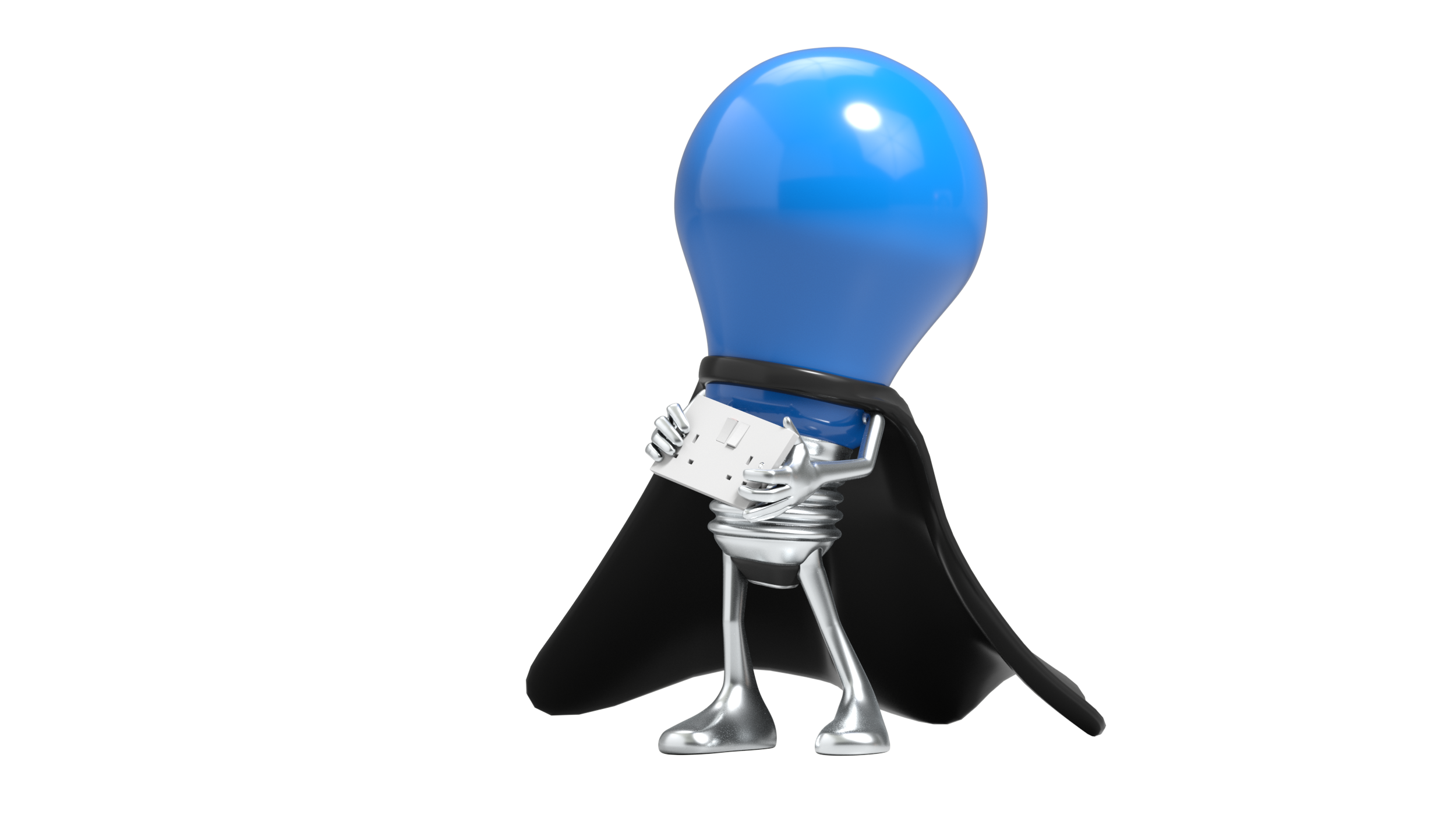 Mills Electrical light-bulb character holding an electrical socket